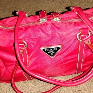 Prada Milano Red Nylon Tote Bag